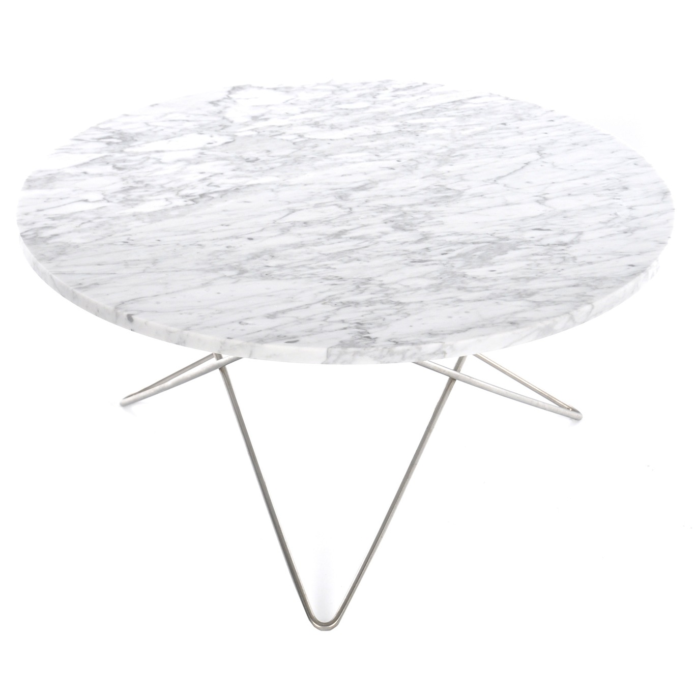 O Coffee Table Ø80 cm, Steel frame/White matt marble