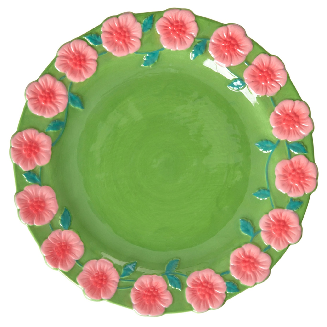 Teller mit Blumen-Motiv 20 cm, Grün