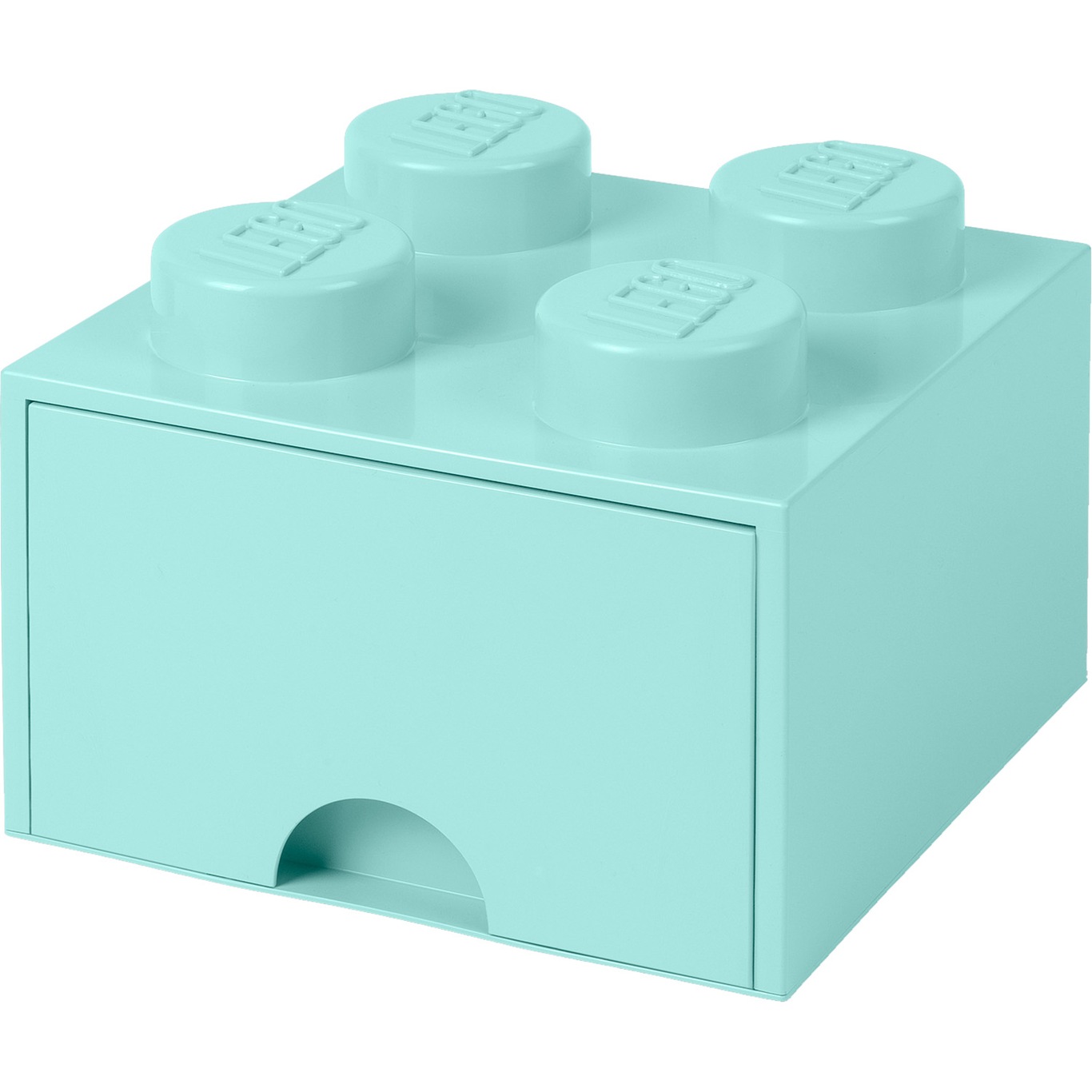 LEGO® Aufbewahrung mit Schublade 4 Knöpfe, Aqua Light Blue