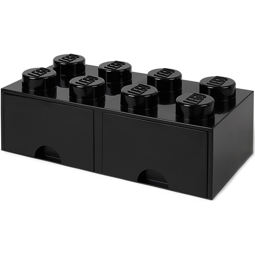 LEGO® Aufbewahrungskiste mit 2 Schubladen 8 Knöpfe, Schwarz