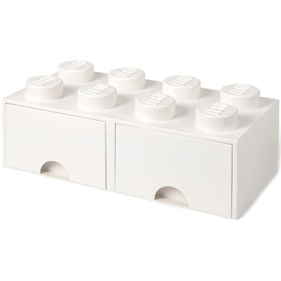 LEGO® Aufbewahrungskiste mit 2 Schubladen 8 Knöpfe, Weiß