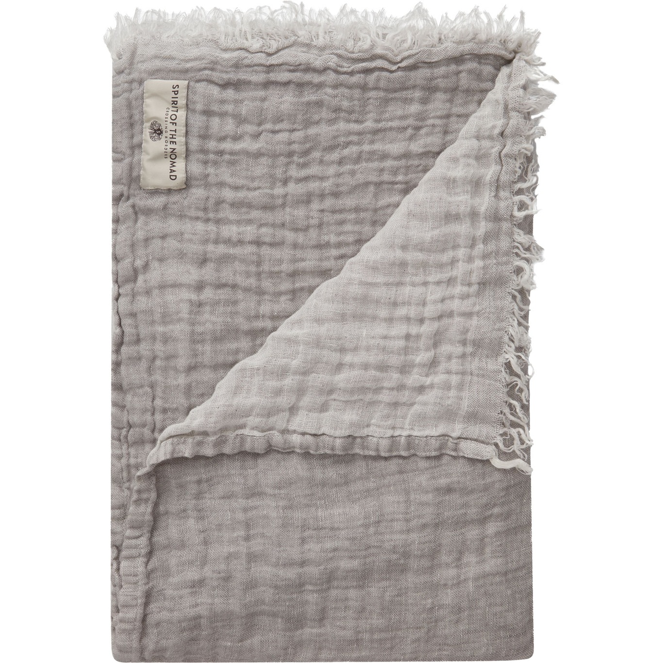 Linen Decke 130x170 cm, Misty Grey/Altweiß