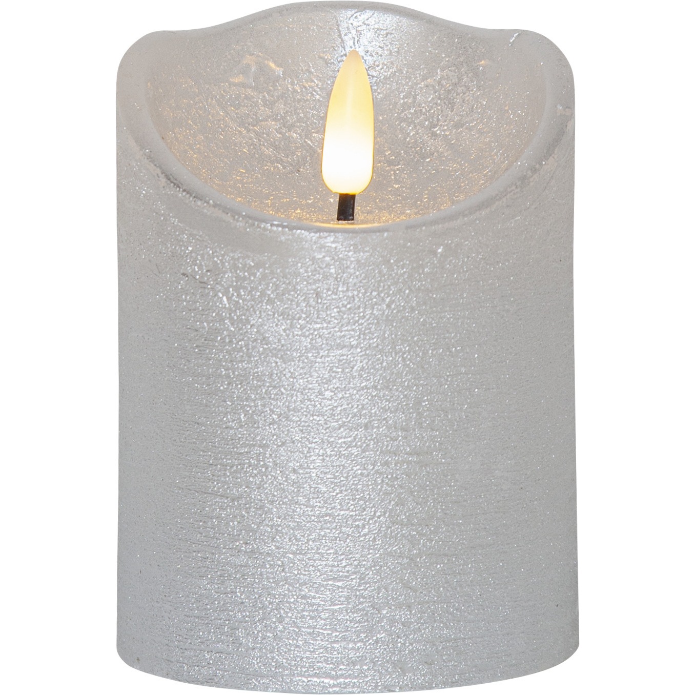 Flamme Rustic LED Stumpenkerze Silber, 10 cm