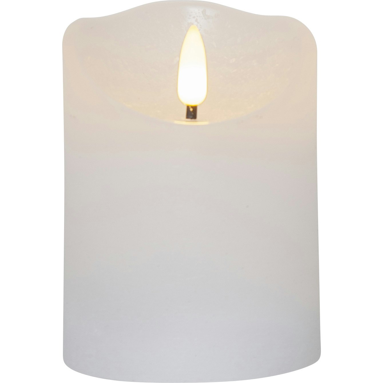 Flamme Rustic LED Stumpenkerze Weiß, 10 cm