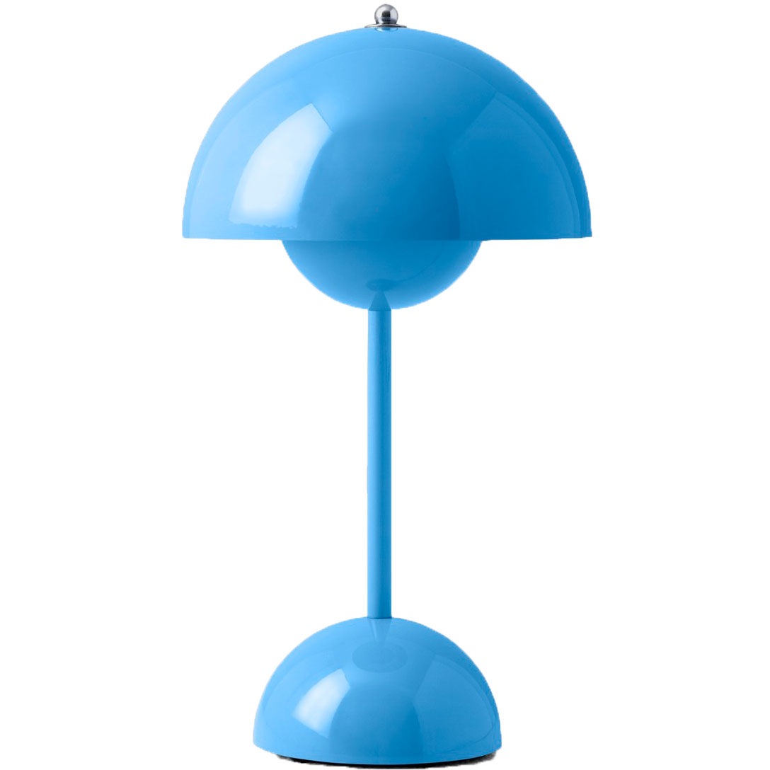 Flowerpot VP9 Tischlampe Tragbar mit Magnetischem Ladekabel, Swim Blue