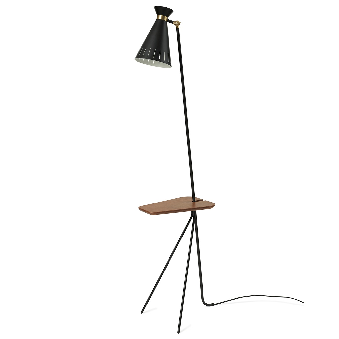 Cone Floor Lamp With Table, Black Noir